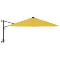 VidaXL Ścienny parasol ogrodowy, żółty, 290 cm