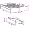 VidaXL Rama łóżka z szufladami, brązowy dąb, 120x200 cm