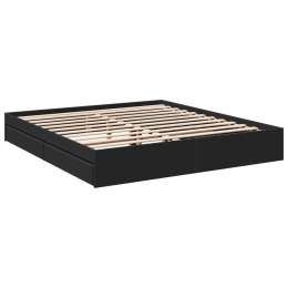 VidaXL Rama łóżka z szufladami, czarna, 200x200 cm