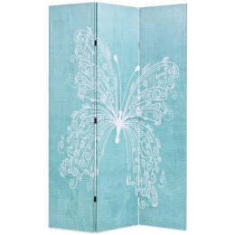 VidaXL Składany parawan, 120x170 cm, niebieski z motylem