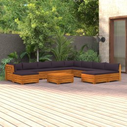 VidaXL 11-cz. zestaw wypoczynkowy do ogrodu, z poduszkami, lita akacja