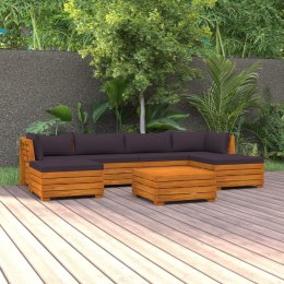 VidaXL 7-cz. zestaw wypoczynkowy do ogrodu, z poduszkami, lita akacja