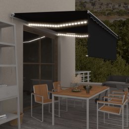 VidaXL Ręcznie zwijana markiza z zasłoną i LED, 4,5x3 m, antracytowa