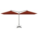 VidaXL Podwójny parasol na stalowym słupku, terakotowy, 600x300 cm