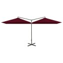 VidaXL Podwójny parasol na stalowym słupku, bordowy, 600x300 cm