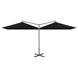 VidaXL Podwójny parasol na stalowym słupku, czarny, 600x300 cm