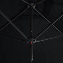 VidaXL Podwójny parasol na stalowym słupku, czarny, 600x300 cm