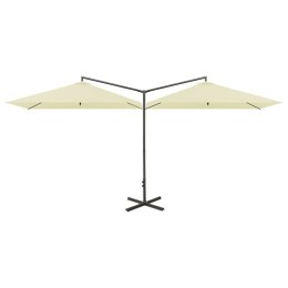VidaXL Podwójny parasol na stalowym słupku, piaskowy, 600x300 cm