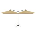 VidaXL Podwójny parasol na stalowym słupku, taupe, 600x300 cm