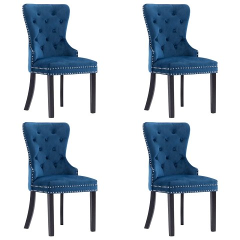 VidaXL Krzesła stołowe, 4 szt., niebieskie, obite aksamitem