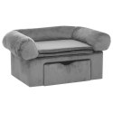 VidaXL Sofa dla psa, z szufladą, szara, 75x50x38 cm, pluszowa