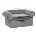 VidaXL Sofa dla psa, z szufladą, szara, 75x50x38 cm, pluszowa