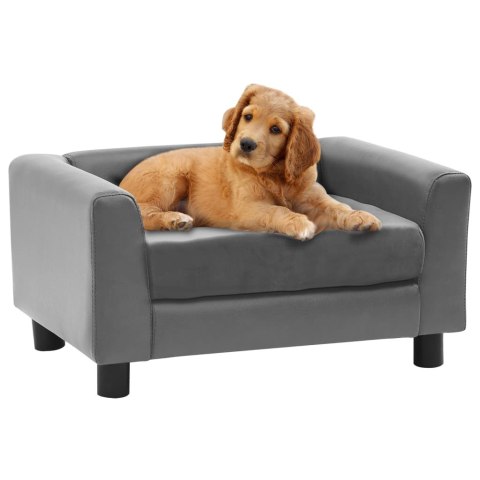 VidaXL Sofa dla psa, szara, 60x43x30 cm, plusz i sztuczna skóra