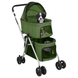 VidaXL Dwupiętrowy, składany wózek dla psa, zielony, 83x48x97 cm