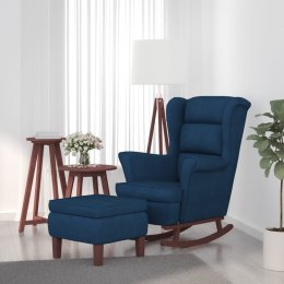 VidaXL Fotel bujany na drewnianych nogach, z podnóżkiem, niebieski