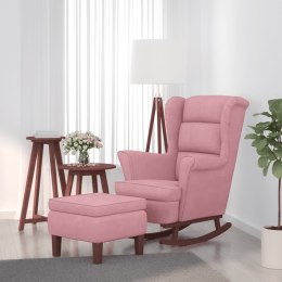 VidaXL Fotel bujany na drewnianych nogach, z podnóżkiem, różowy