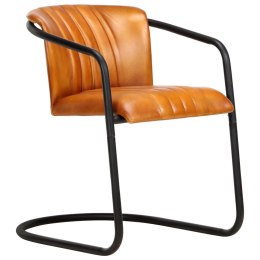 VidaXL Krzesła stołowe, 2 szt., jasnobrązowe, skóra naturalna