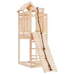 VidaXL Domek ze ścianką wspinaczkową dla dzieci, lite drewno sosnowe