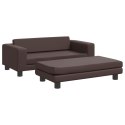 VidaXL Sofa dziecięca z podnóżkiem, brązowa, 100x50x30 cm, ekoskóra