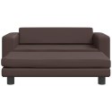 VidaXL Sofa dziecięca z podnóżkiem, brązowa, 100x50x30 cm, ekoskóra