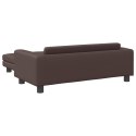 VidaXL Sofa dziecięca z podnóżkiem, brązowa, 100x50x30 cm, ekoskóra