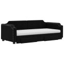 VidaXL Sofa rozsuwana z szufladami, czarna, 80x200 cm, tkanina