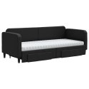 VidaXL Sofa rozsuwana z szufladami, czarna, 80x200 cm, tkanina