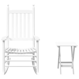 VidaXL Fotel bujany ze składanym stolikiem, biały, drewno topolowe