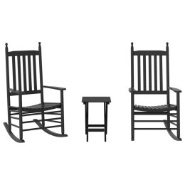 VidaXL Fotele bujane ze składanym stolikiem, czarne, drewno topolowe