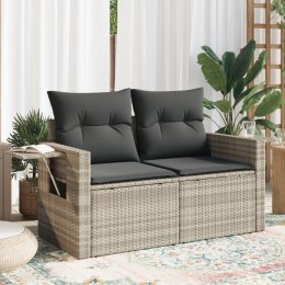 VidaXL Sofa ogrodowa z poduszkami, 2-osobowa, jasnoszara, polirattan