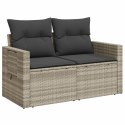 VidaXL Sofa ogrodowa z poduszkami, 2-osobowa, jasnoszara, polirattan