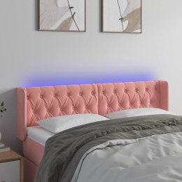 VidaXL Zagłówek do łóżka z LED, różowy, 163x16x78/88 cm, aksamit