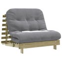 VidaXL Sofa rozkładana typu futon, z materacem, 100x206x11 cm, sosnowa