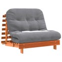 VidaXL Sofa rozkładana futon, z materacem, woskowy brąz, 100x206x11 cm