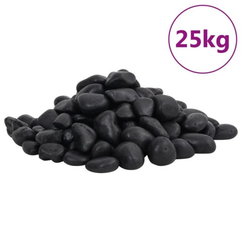 VidaXL Polerowane kamyki, 25 kg, czarne, 2-5 cm