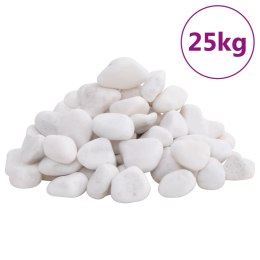 VidaXL Polerowane kamyki, 25 kg, białe, 2-5 cm