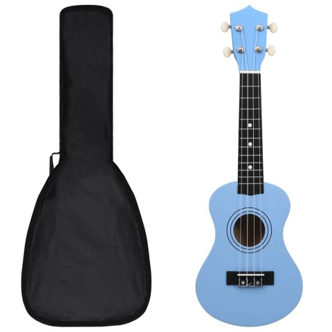 VidaXL Ukulele sopranowe z pokrowcem, dla dzieci, niebieskie, 21"