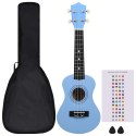 VidaXL Ukulele sopranowe z pokrowcem, dla dzieci, niebieskie, 21"