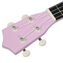 VidaXL Ukulele sopranowe z pokrowcem, dla dzieci, różowe, 21"