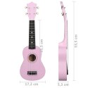 VidaXL Ukulele sopranowe z pokrowcem, dla dzieci, różowe, 21"