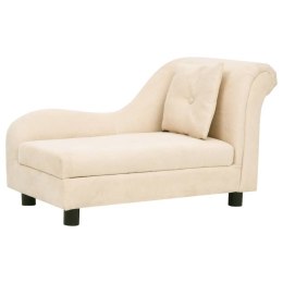 VidaXL Sofa dla psa, z poduszką, kremowa, 83x44x44 cm, pluszowa