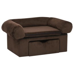 VidaXL Sofa dla psa, z szufladą, brązowa, 75x50x38 cm, pluszowa