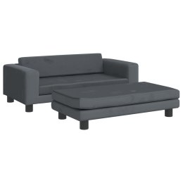 VidaXL Sofa dziecięca z podnóżkiem, ciemnoszara, 100x50x30 cm, aksamit