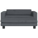 VidaXL Sofa dziecięca z podnóżkiem, ciemnoszara, 100x50x30 cm, aksamit