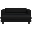 VidaXL Sofa dziecięca z podnóżkiem, czarna, 100x50x30 cm, ekoskóra