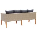 VidaXL 2-osobowa sofa ogrodowa z poduszkami, rattan PE, beż