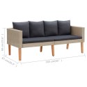 VidaXL 2-osobowa sofa ogrodowa z poduszkami, rattan PE, beż