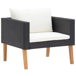 VidaXL Pojedyncza sofa ogrodowa z poduszkami, rattan PE, czarny