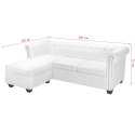 VidaXL Sofa Chesterfield w kształcie litery L, sztuczna skóra, biała