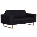 VidaXL 2-osobowa sofa tapicerowana tkaniną, czarna